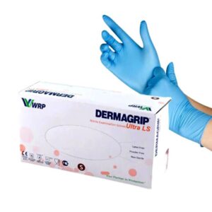 Dermagrip Ultra Nitrile Hand Gloves 1 Box Blue Color, Large Size
