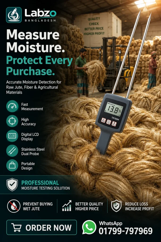 TK100 Moisture Meter Price in Bangladesh - Original Digital Moisture Meter for Jute Grain Soil and Fiber | Labzo Bangladesh